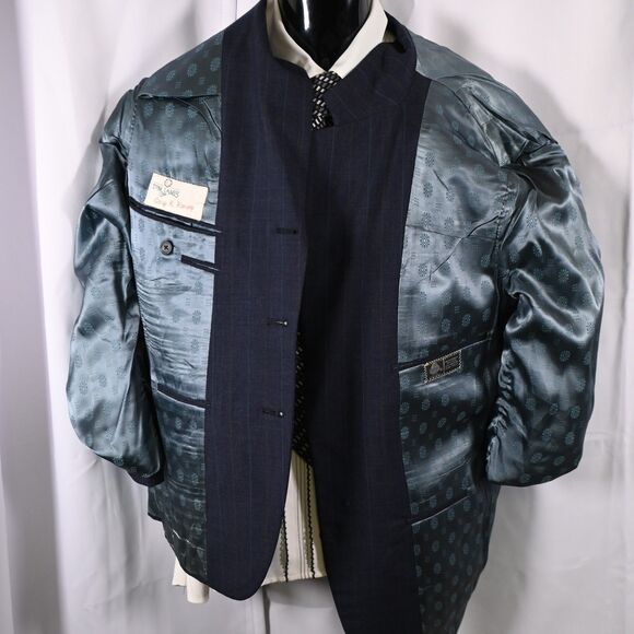 Tom James Mens 42R Gray Pinstripe Single Vent 3-Button Wool Sports Coat Blazer - Picture 3 of 10